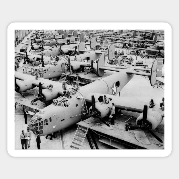 B-24 Bomber Assembly Line, 1943. Vintage Photo Magnet by historyphoto